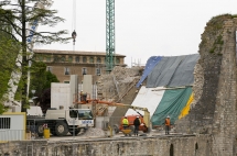 Espacio afectado por el derrumbe del baluarte del Labrit.