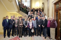 Recepción en el Ayuntamiento de Pamplona al C.D. Iruña en el 75 aniversario de su fundación