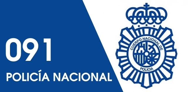 logo policía nacional y número de teléfono 091