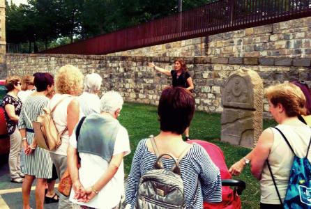 Guía dando explicaciones en la Plaza del Arzobispado o de Santa María la Real