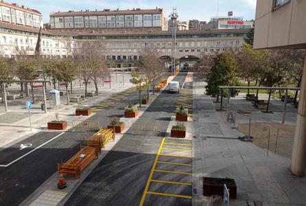 Obras en la plaza de Yamaguchi